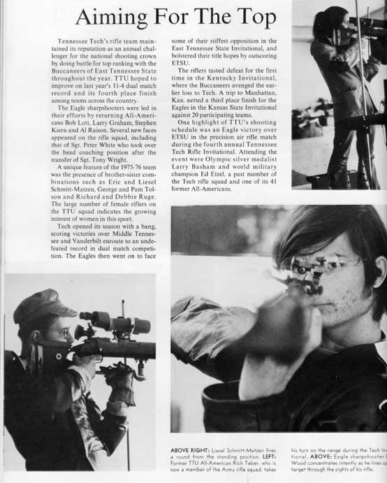 1976 TTU Rifle Team in yearbook