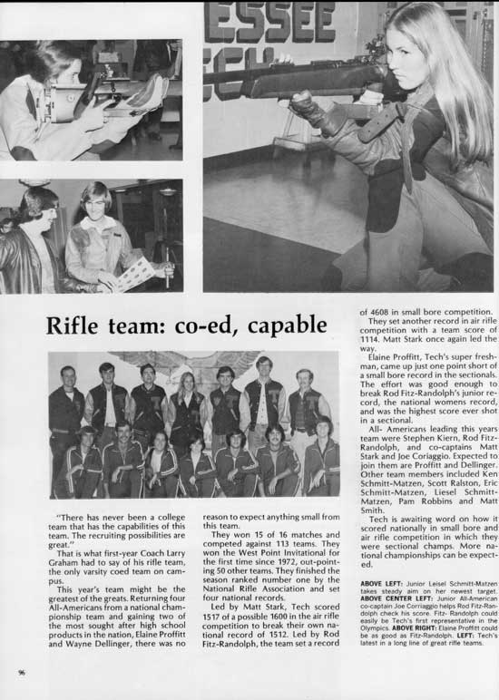 1978 TTU Rifle Team article in the yearbook