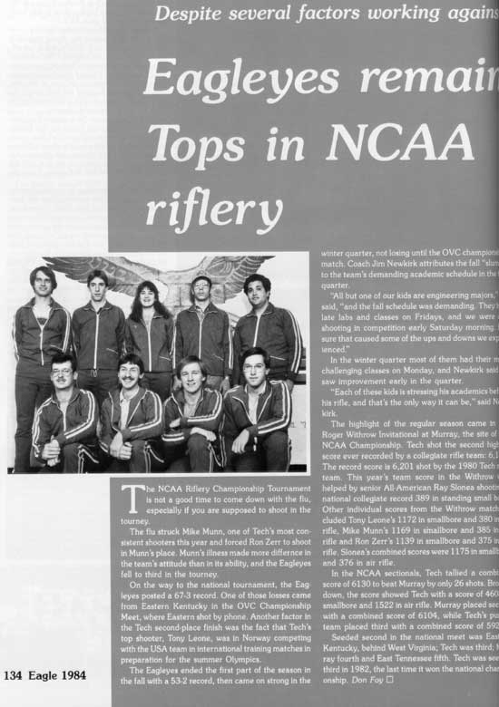 1984 yearbook article on TTU Rifle Team