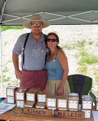 Jake Mountain and Angel Mountain manning their booth at the 2004 SASS Massachusetts State Championships.
