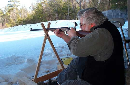 Vince Lobo shooting the single shot rifle.