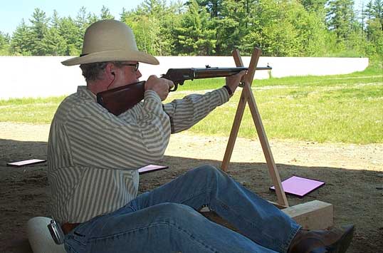 Eastern Tenderfoot shooting his original Marlin 1893 takedown rifle in .38-55 at the June 2005 shoot.