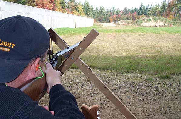 Ron Orcutt shooting off his cross-sticks.