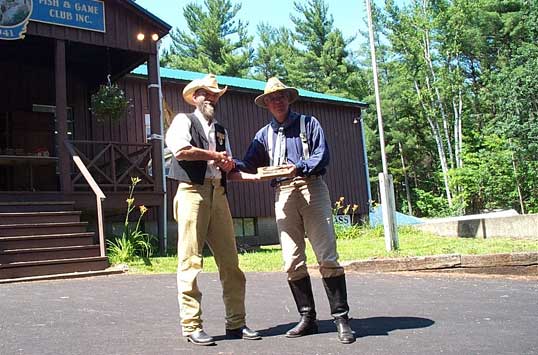 Dakota Joe with his trophy for the 2005 NH/VT State Frontiersman Championship.