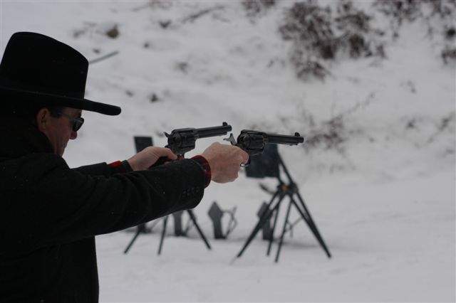 Shooting Gunfighter-style on New Years Shoot at Woburn.
