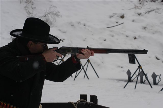 Shooting rifle at Woburn on New Years Day 2006.