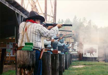Ornery Oats and others at a timber cutting posse shoot in 1994 at Kinnicum.