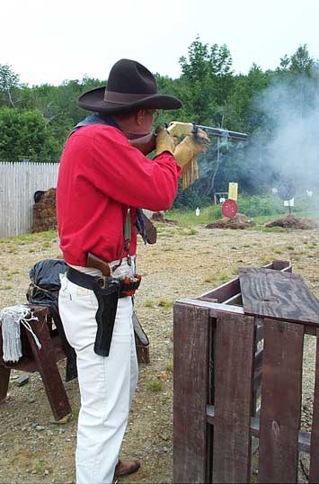 Shooting the rifle at Dalton in late July 2002.