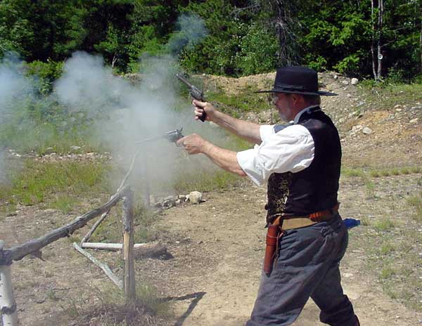 Shooting Gunfighter-style with smoke ...