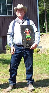 Trooper Thorn with trophy as 2002 NH State Elder Statesman Cowboy Action Shooting Champion.